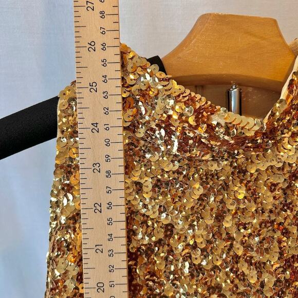 Vintage Sequin Bling Glam Mock Neck Sleeveless Top Small Medium - Picture 6 of 6